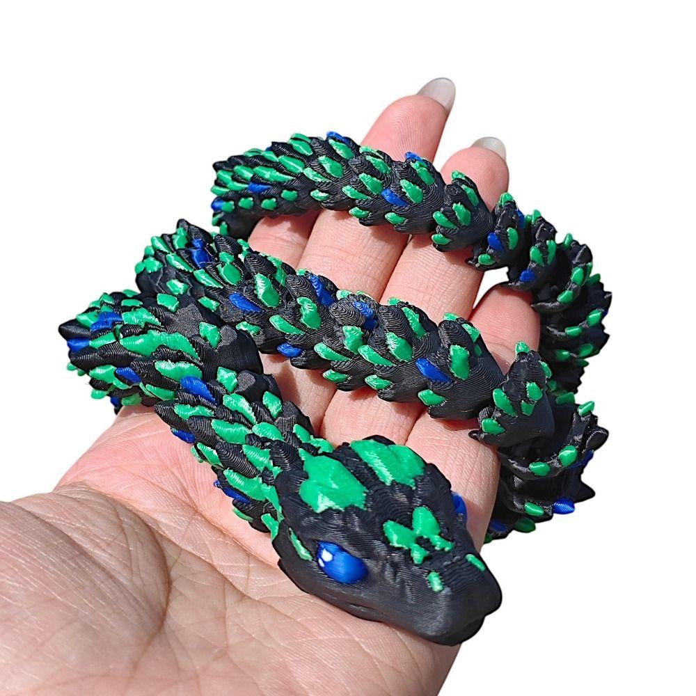 Simulated Eye 3D Printed Snake Sparkling Snake Baby 3D Printed Diceratops Snake Laser Rotatable 3D Articulated Snake Toys