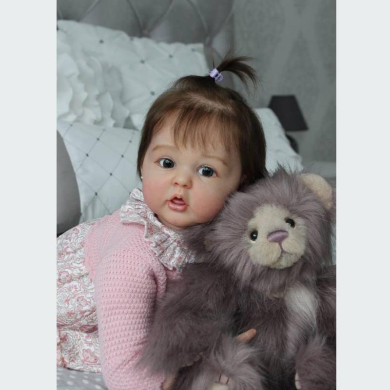 Muñeca Reborn de cuerpo de tela pintada en 3D de tacto suave de 50/60cm, muñecas de juguete encantadoras para comer con los dedos, regalo de cumpleaños para niños pequeños, colección de coleccionistas de muñecas