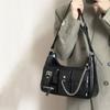 Y2K PU Crossbody Bag Gothic Underarm Shoulder Bag Elegant Leather Handbag  Women