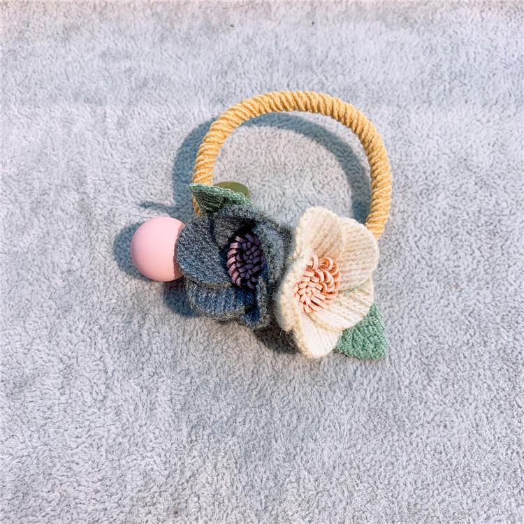 Koreańskie słodkie kwiatowe akcesoria do włosów dla dzieci: Szydełkowe spinki i krawaty z kwiatami