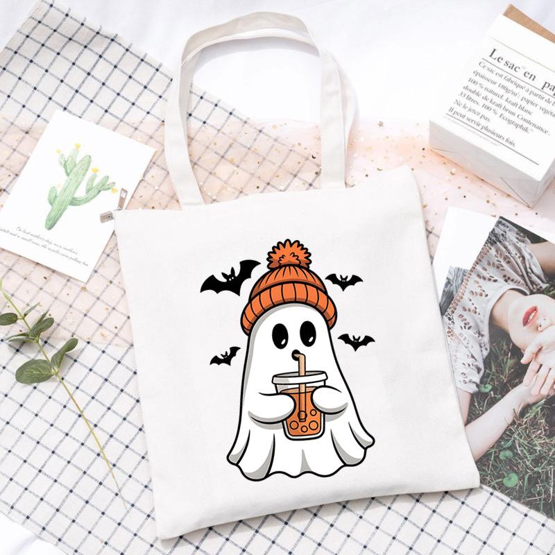 Halloween Halloween Printed Canvas Bag Lazy Style Trend Student Leisure Shoulder Bag Large Capacity
