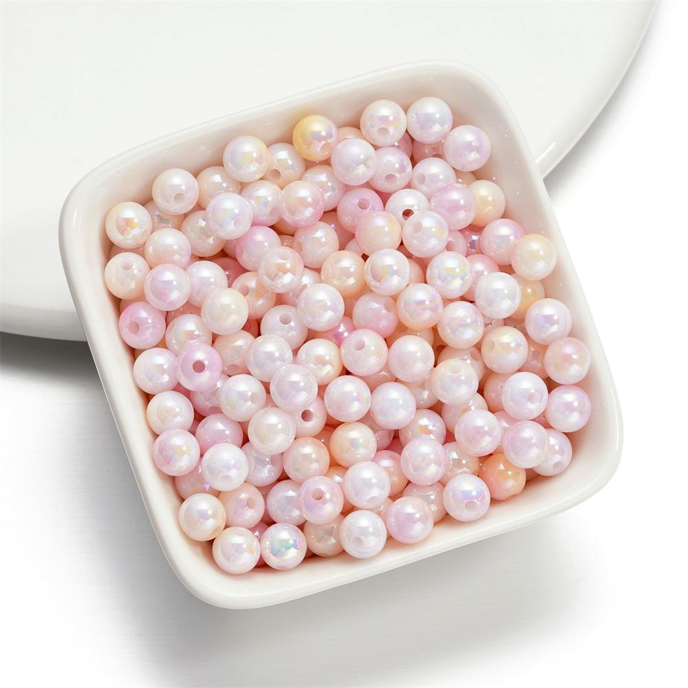 10g 4/6mm Acrylic Aurora Spacer Beads Gradient AB Color Imitation Pearl Round Bead for DIY Bracelet Jewelry Accessories