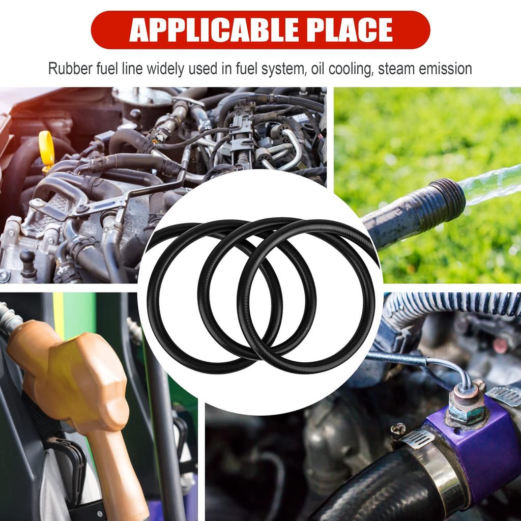 1/4" (6mm) ID Fuel Line Hose 5ft NBR Rubber Push Lock Hose High Pressure 300PSI for Automotive Fuel System Engines