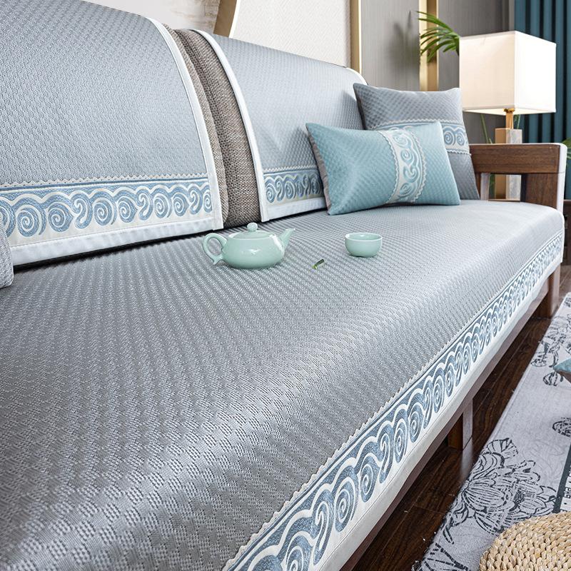 

Summer Sofa Cushion New Chinese Style Ice Silk Cool Non-Slip Seat Cushion Summer High-End New Solid Wood Sofa Cover 70*70cm