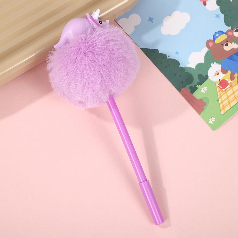 Cute Dinosaur Cartoon Plush Ball Pen, Plush Creative Stationery Cartoon Triceratops Neutral Pen