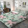 3pcs Christmas Duvet Cover Set with Pink Bow & Pine Branch Snowflake Berry Design - Soft Polyester Bedding, Zipper Closure
