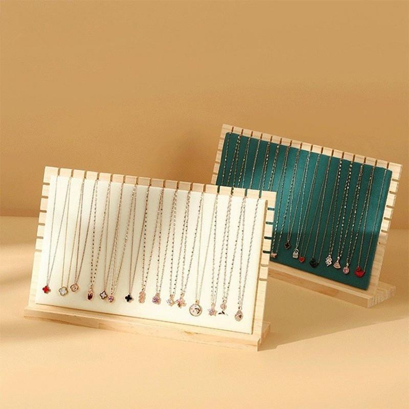 Jewelry Display Stand Necklace Hanging Rack Bamboo Wood Jewelry Stand Bracelet Storage Rack Sweater Chain Display Stand Stall