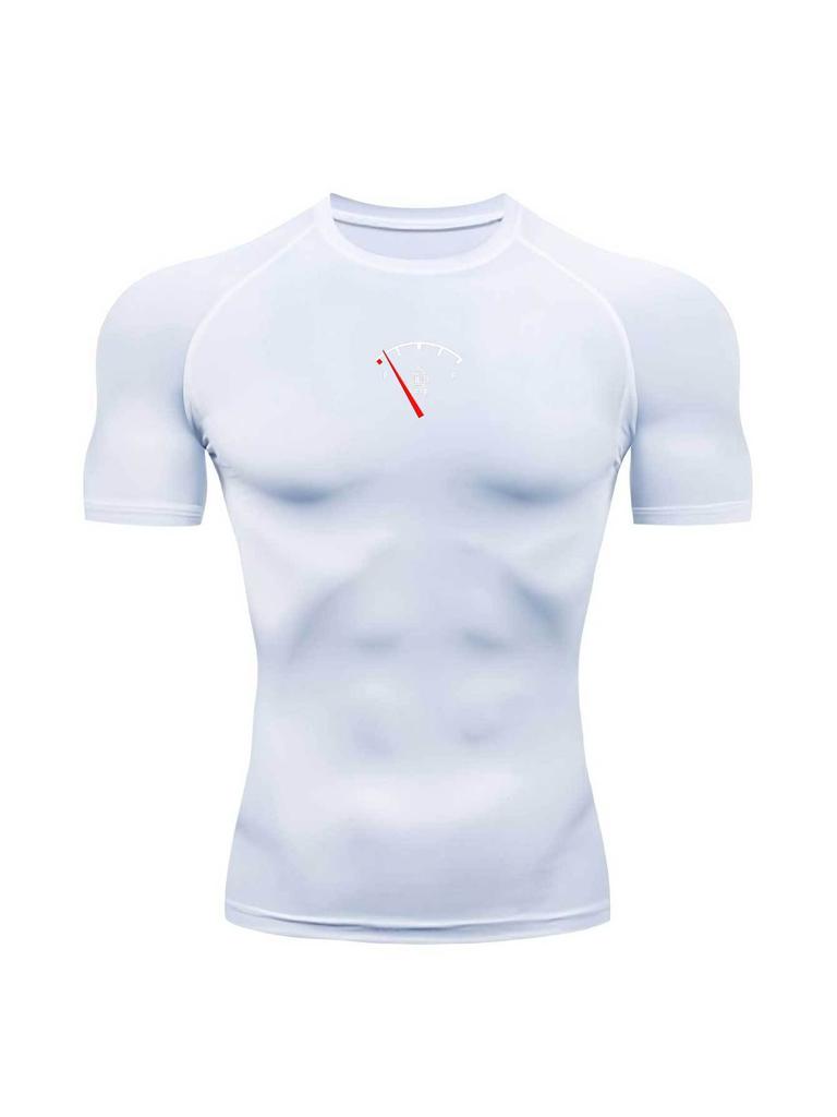 Men's Chest Speedometer Print Compression Shirt High Elasticity Moisture Wicking Bodybuilding Sportswear