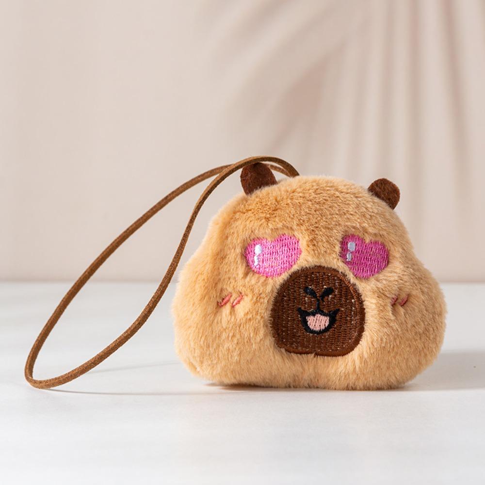 Blinking Capybara Key Ring Beeping Cartoon Animal Pendant Bag Hanging Capybara Plush Keychain  Kids