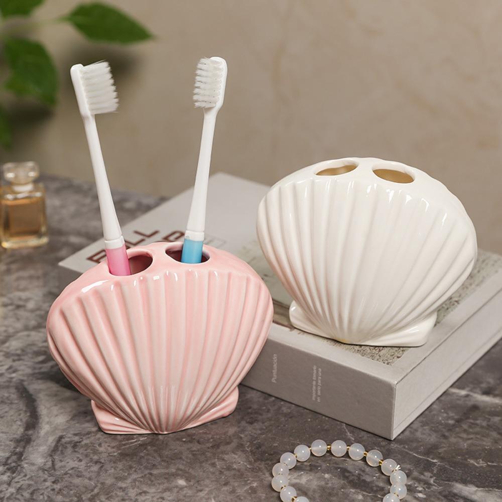 Ceramiczny uchwyt na szczoteczki do zębów w kształcie muszli Kreskówkowy stojak do przechowywania w łazience Pokój dziecięcy