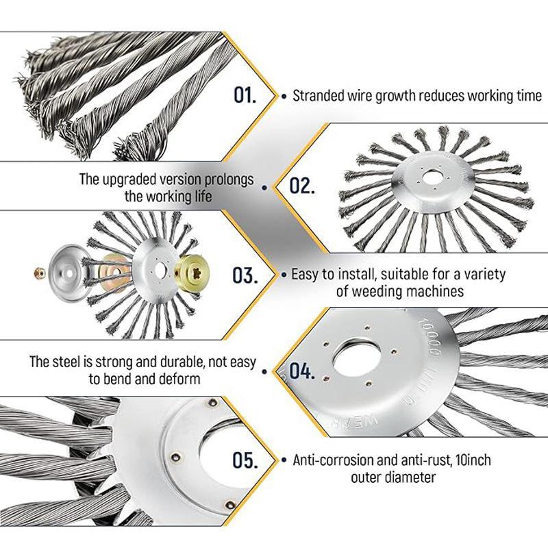 6/8Inch Wire Brush Trimmer Weed Cutter Head Grass Moss Steel Wire Grass Trimmer Head For Garden Lawnmover Cutter Tools