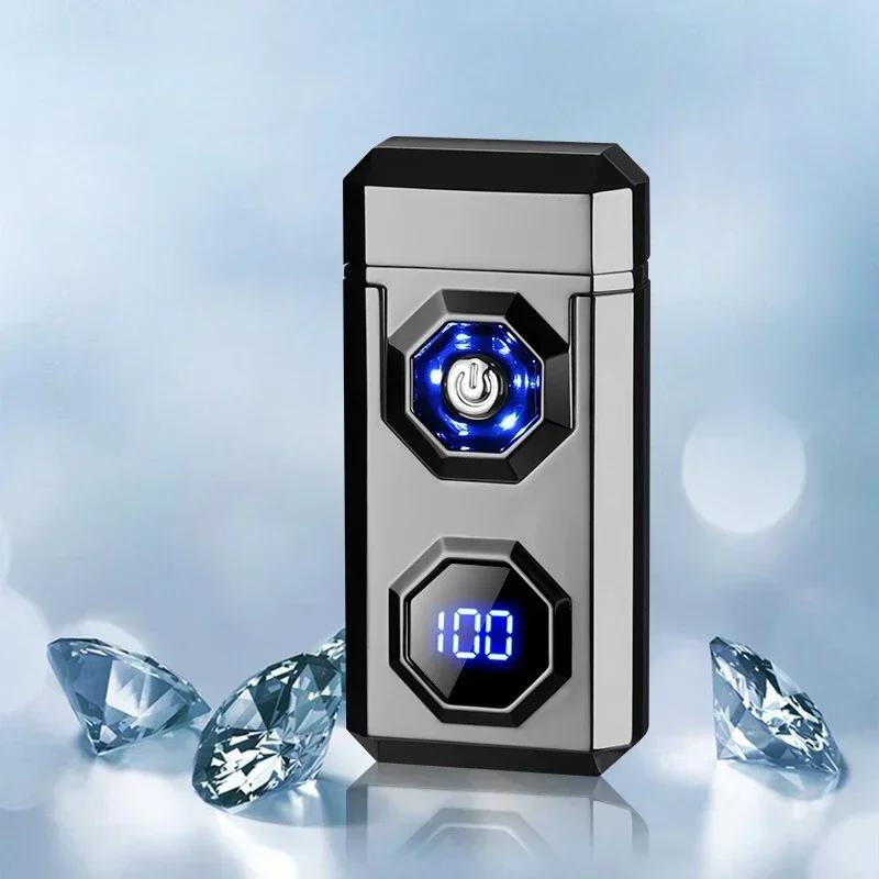 Large Flame Arc Metal Lighter Windproof LED Lighting Power Display Ignition Display Fast Charging Ignition Gadget