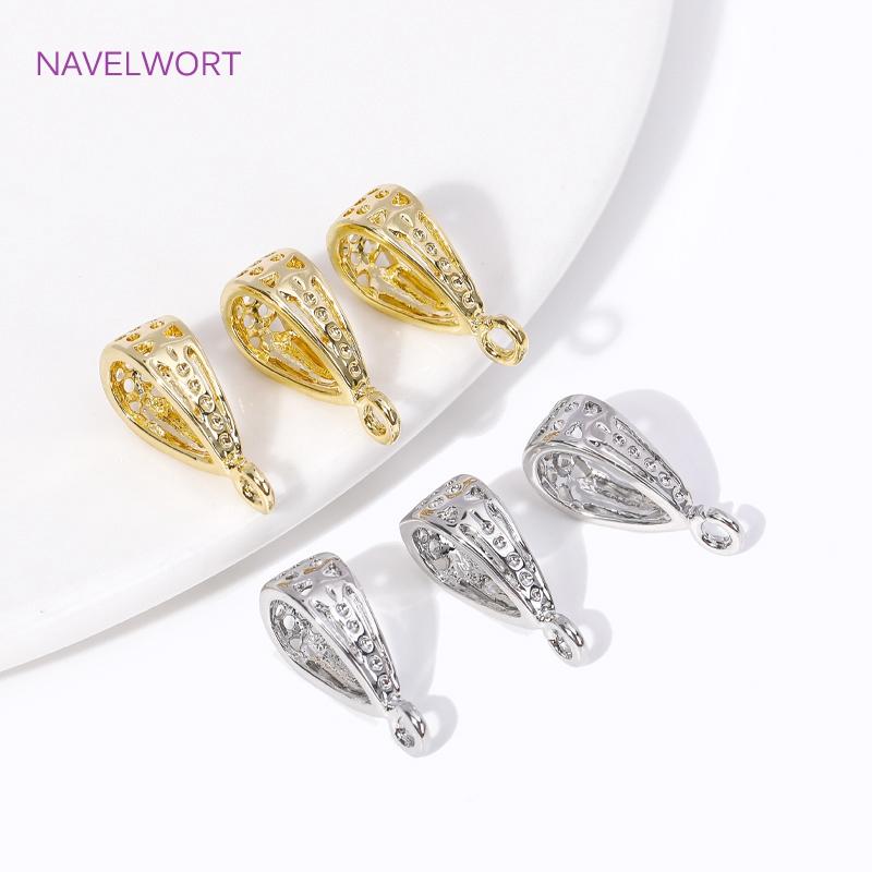 Fashion 18K Gold Plated Brass Droplet Shape Pendant Bail Connector For Jewellery Making Supplies DIY Necklace Making Accessories