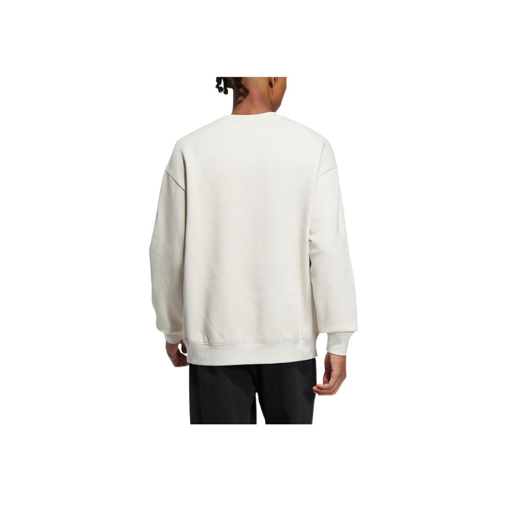 Adidas Neo Solid Color Print Logo Crew Neck Sweatshirt Unisex Tops White HY9656