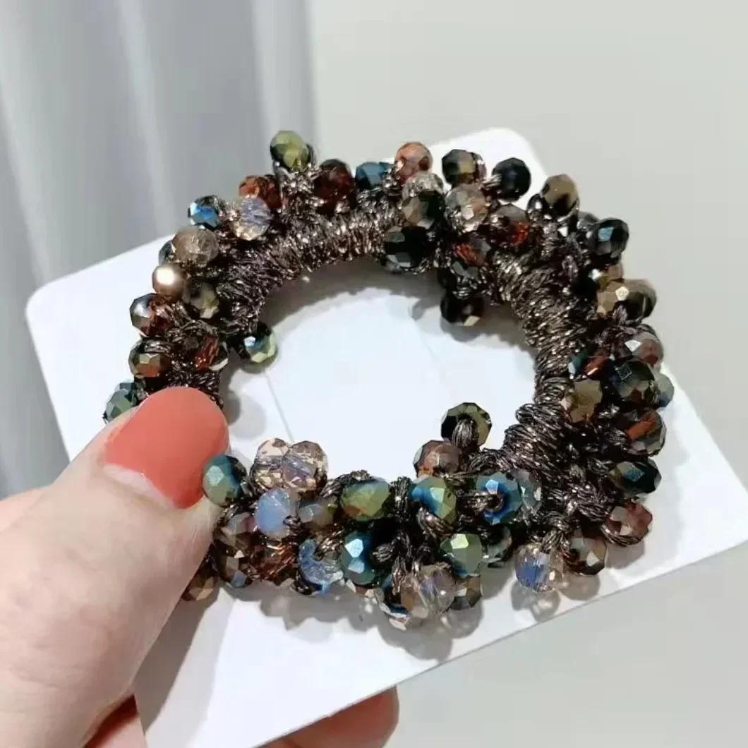 

Хрустальная жемчужная резинка для волос, браслет, высокая эластичность, скранчи, прическа пучок, хвост, резинка, скранчи, женщина, банты оптом, девочка