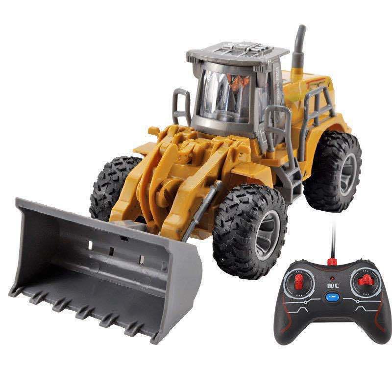 Remote Control Bulldozer Excavator Toy for Boys 5 Channel Rechargeable Engineering Vehicle Model ABS Material