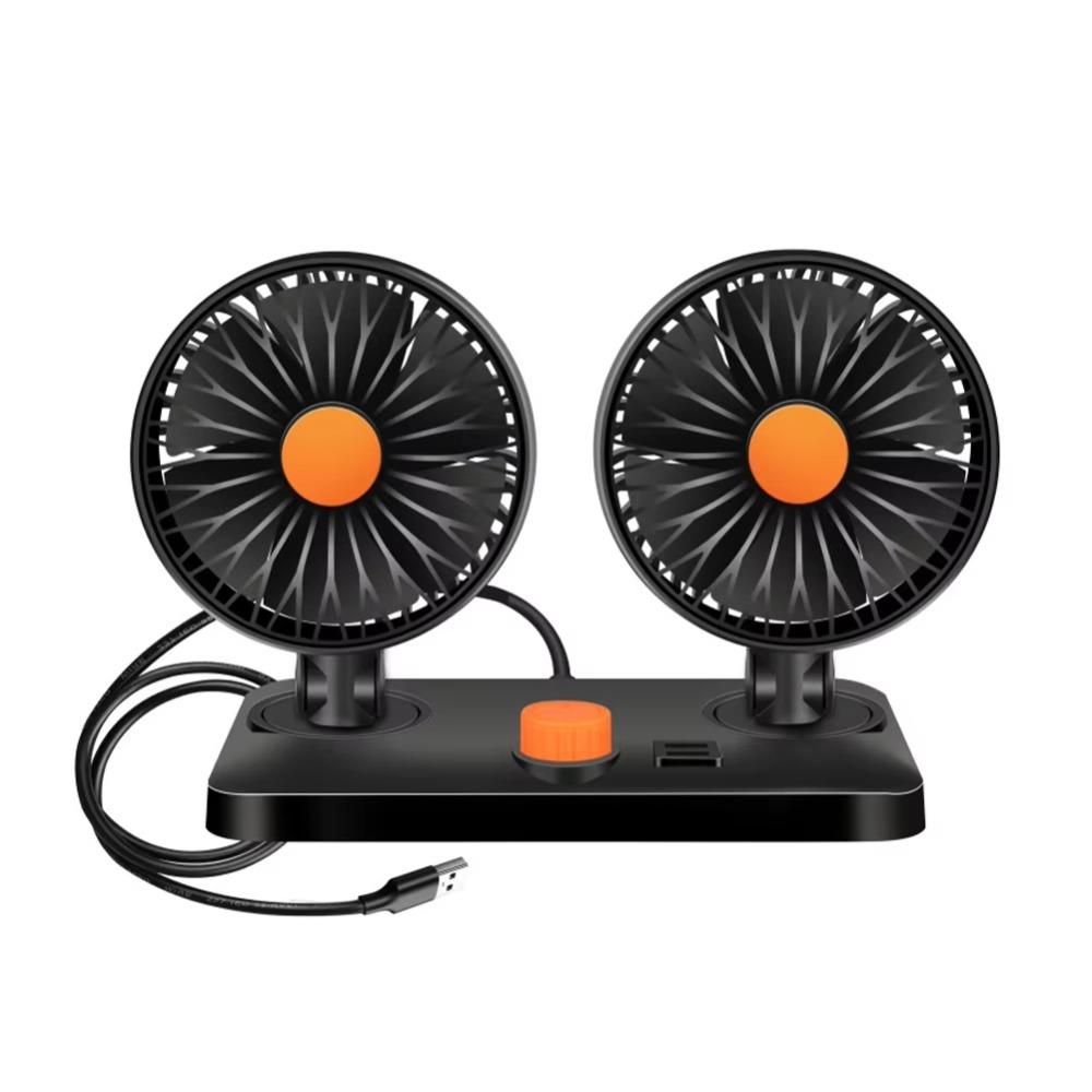 USB Charging Double-head Fan 2-speed Car Cooling Fan Car Air Outlet Fan  Home Cooler