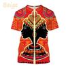 Summer Round Neck African Style Ethnic Woman Graphic 3D Print Top Fashionable Casual Short Sleeved Women's T-shirts