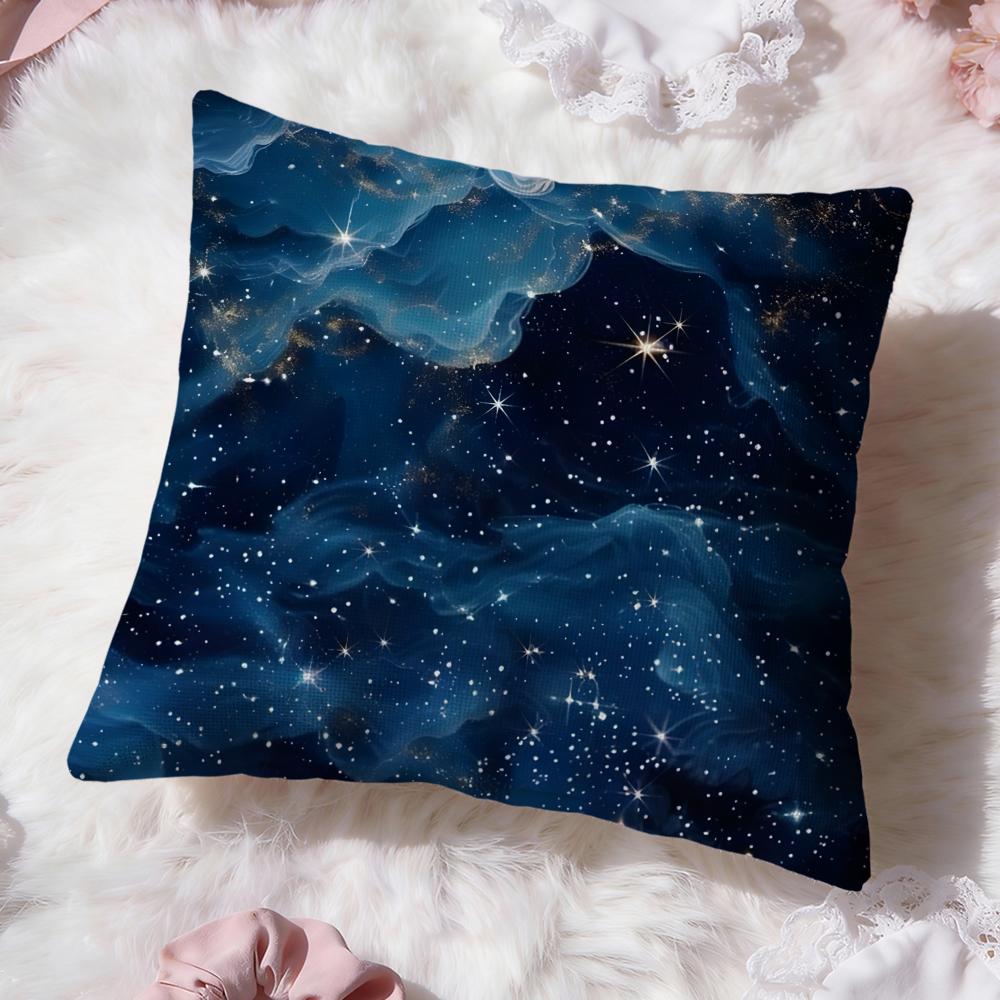 Starry Nebula Texture Cushion Cover Premium Comfort Reversible Pillow Cove Two in One Design for Any Room  Car Interior