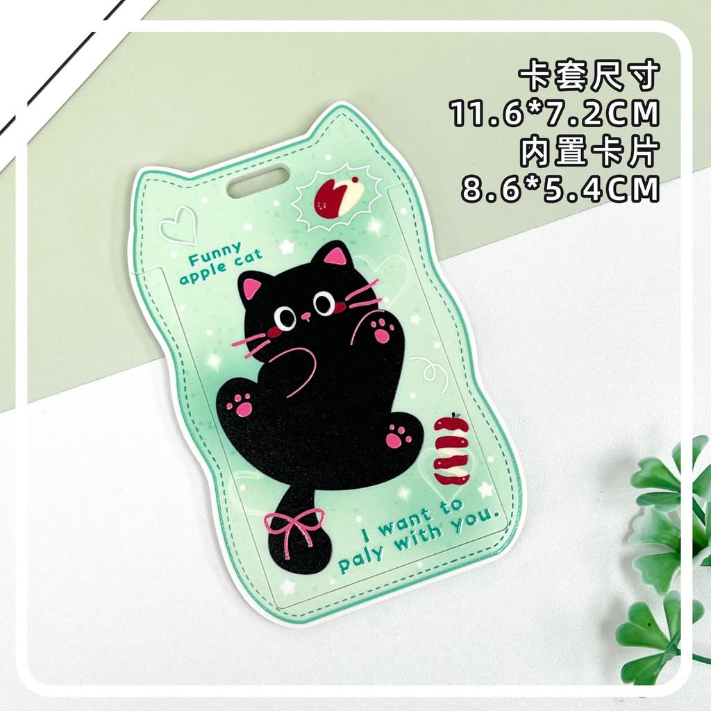 Creative Cat Ear Wave Card Cover Student Campus Cards Case Employee Id Card Holder Sliding Cover ABS ID Holder Bus Card Holder