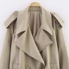 Women'S Clothing With Belt Long Sleeve Drop Shoulder Short Windbreaker