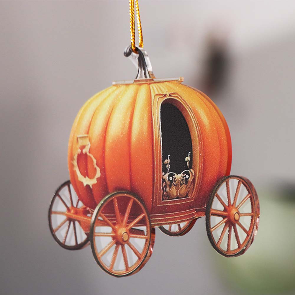 6pcs Acrylic Pumpkin Carriage Halloween Pendant Creative Christmas Keychain Car Pendant  Party
