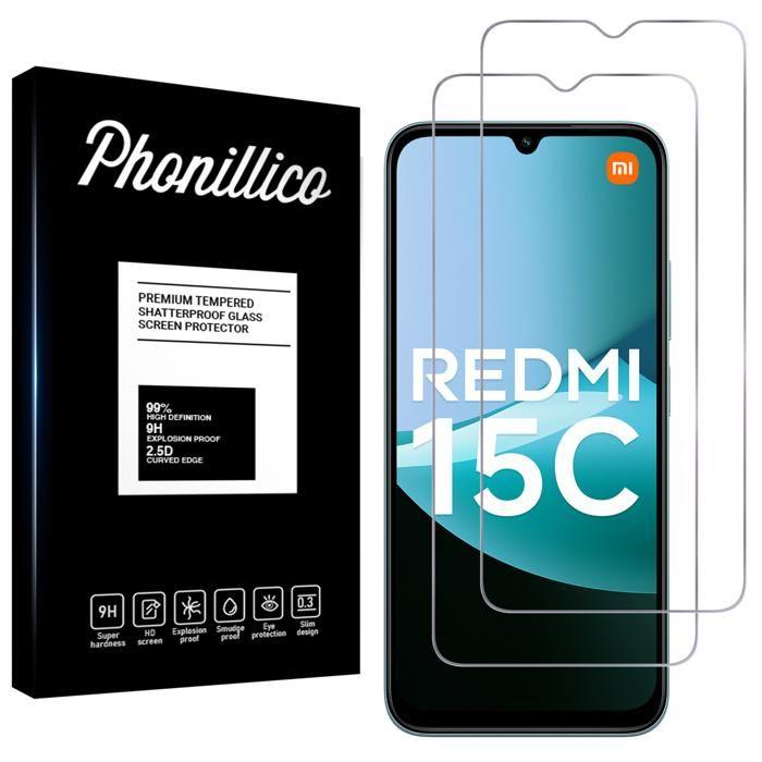 Verre Trempé - PHONILLICO - Xiaomi Redmi 15C 4G - Pack de 2 - Résistant aux rayures - Transparent