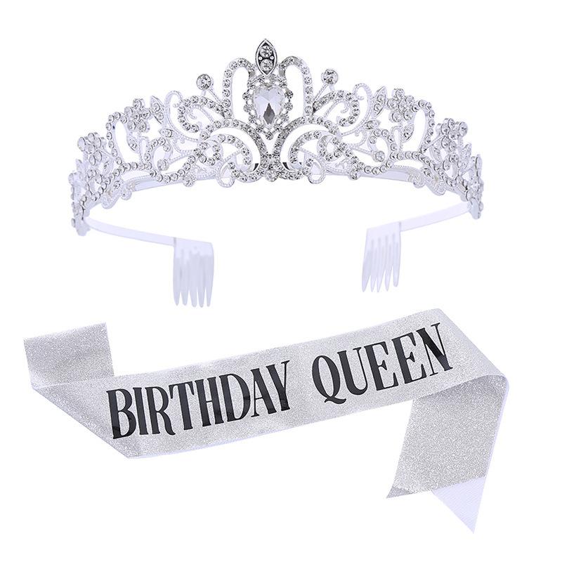 European and American Bridal Crown Tiara Alloy Crystal Wedding Hair Accessories Crown Birthday Party Headband Jewelry