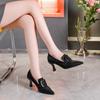 Elegant Black Shoes for Women Fashion Buckle Design 2025 Summer High Heeled Slingback Stiletto Pointed Toe Female Office Sandal