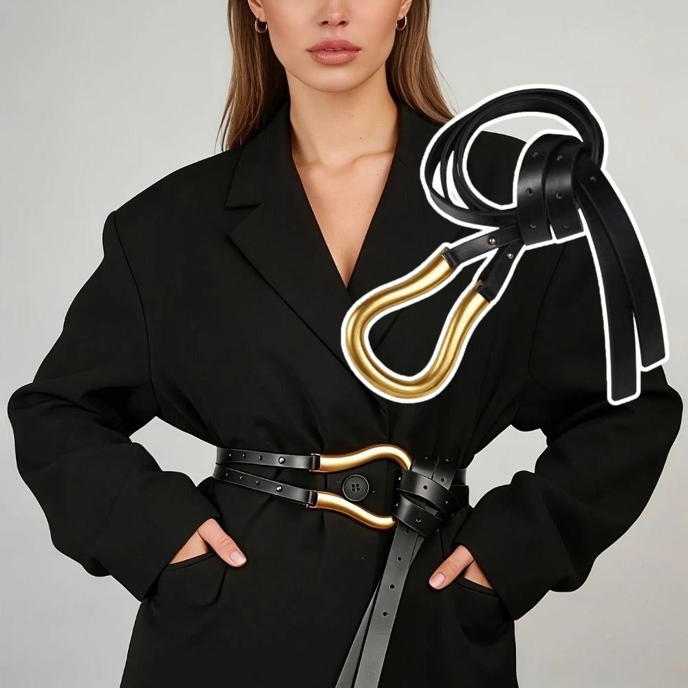 Pu Leather Decorative Buckle Belt Vintage Lady's Knotted Belt Apparel Accessories