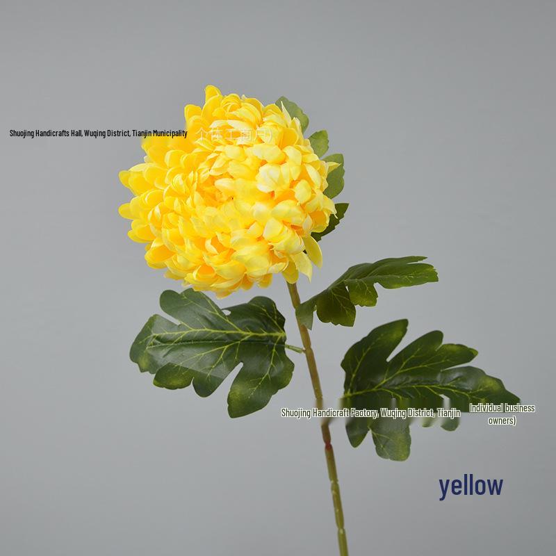 Elegant Chrysanthemum Single Stem: Multi-Layered Artificial Floral Art for Hotel Entrances & Photography Décor.