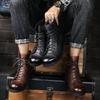 Men's Vintage Riding Biker Boots Casual Work Motorcycle Boots Lightweight Combat Ankle Dress Booties for Men Non-Slip Lace-Up Retro Chukka Boots Shoes