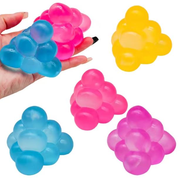Stress Relief Cube Triangular Bubble Maltose Squishy Random Color Pink/Blue/Yellow/Purple for Adults Kids 3pcs