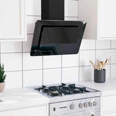 Vidaxl Kitchen Hood, 60 Cm, Stainless Steel and Tempered Glass, Black