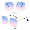 Large Frame Metal Square Sunglasses Korean Style Ocean Lens Shades  for Women & Men