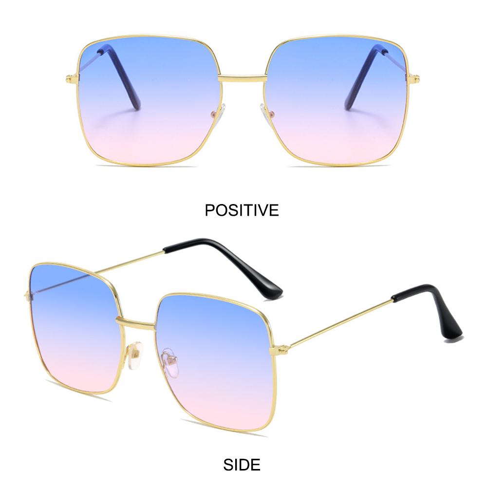Large Frame Metal Square Sunglasses Korean Style Ocean Lens Shades  for Women & Men