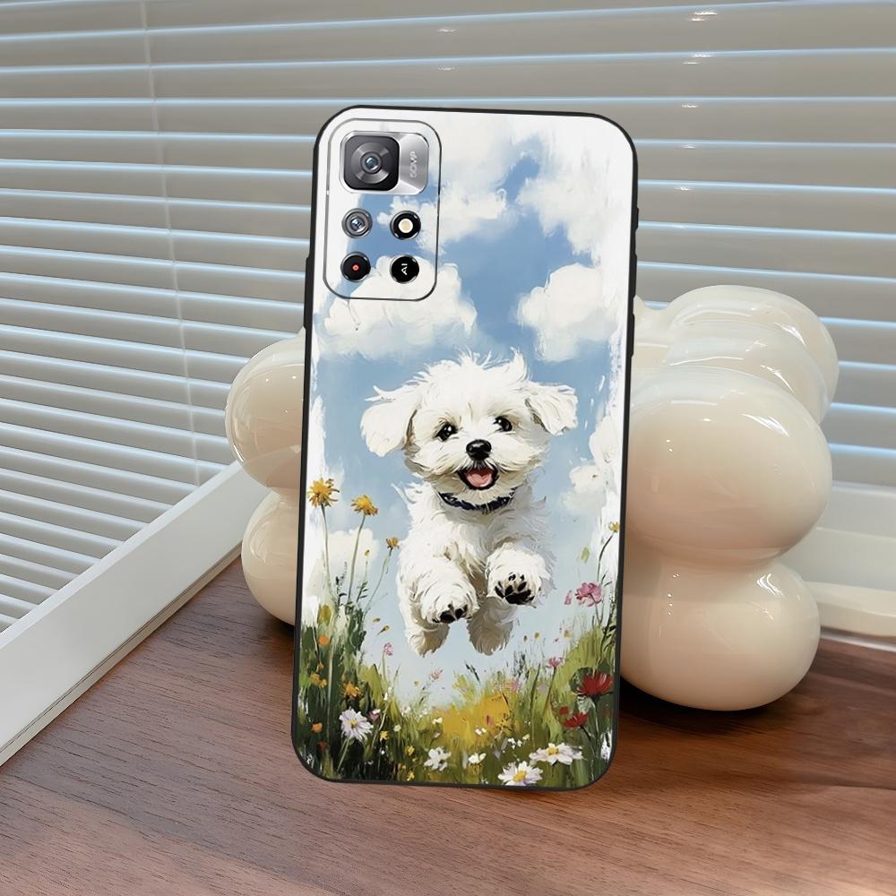 Cartoon Maltese Dog Phone Case for Xiaomi Poco M4 F7 M7 M6 M5 F6 F5 X7 X6 X5 C71 C75 C61 C65 Pro Plus Ultra Cover