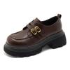 Small leather shoes women's 2025 autumn new round head platform single shoes women's black college style versatile loafers dress shoes