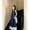  Trendy New Splicing Vest Dress Temperament Loose Summer Design Sleeveless Long Skirt Hem Lace Skirt