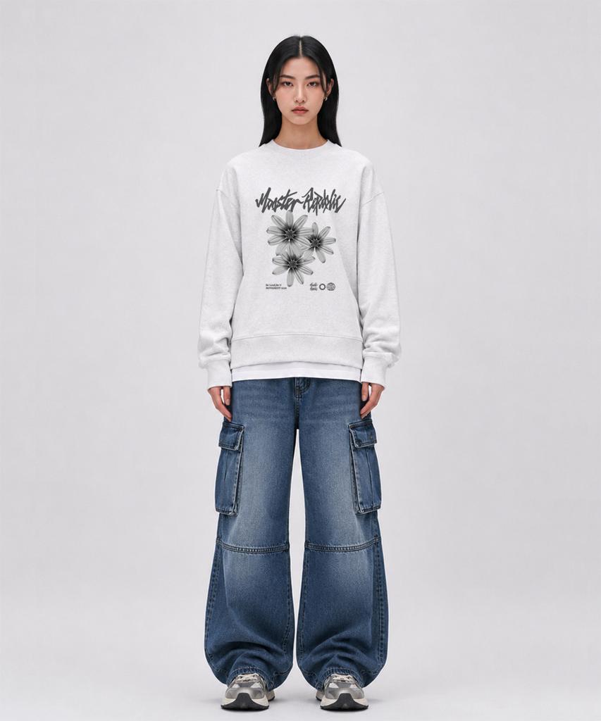 MONSTER REPUBLIC Daisy Flower Gray Sweatshirt Melange Gray_9129