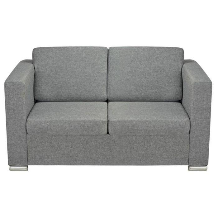 2-seater Sofa - vidaXL - Light Grey Fabric - Plush Comfort - Removable Cover - Contemporary Design