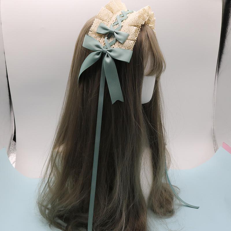 2022 Gothic Bowknot Sweet Hair Hoop Anime Maid Cosplay Headband Lolita Lace Flower Headwear Accessory Dropshipping