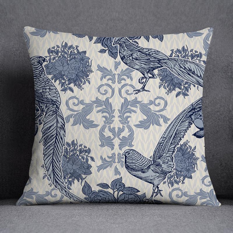 Dekorativní povlak na polštář se vzorem pavího peří Čtvercový povlak na polštář pro domácí kancelář Dekorativní povlak na polštář 45cm*45cm