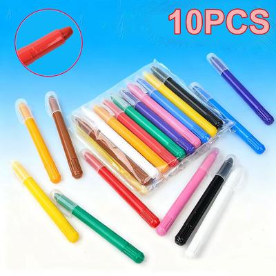 10-Color Art Crayons Set - Non-Staining, Washable Oil Pastels, Professional Drawing Supplies for Students, Safe Art Stationery