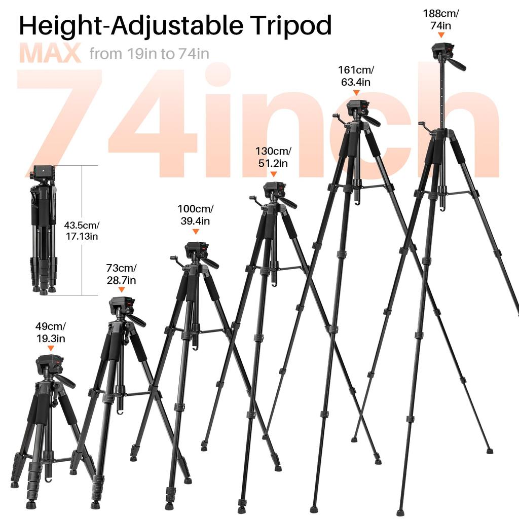 Fotopro Aluminum Alloy Tripod with 188cm Smartphone 3kg Maximum Weight Detachable Compact for Camcorders and Digital Cameras DIGI-9900 Pan-Tilt Head,