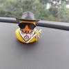 Cute Cowboy Hat & Rifle Yellow Duck Car Ornament - Fun Contrast Design | Auto Interior Decor Festival Gift
