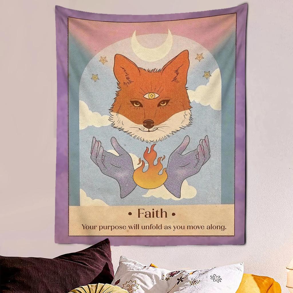 VIKAMA Adorable Cat Tarot Tapestry Cute Cartoon Wall Art Perfect for Bedrooms Dorm Rooms and Living Rooms