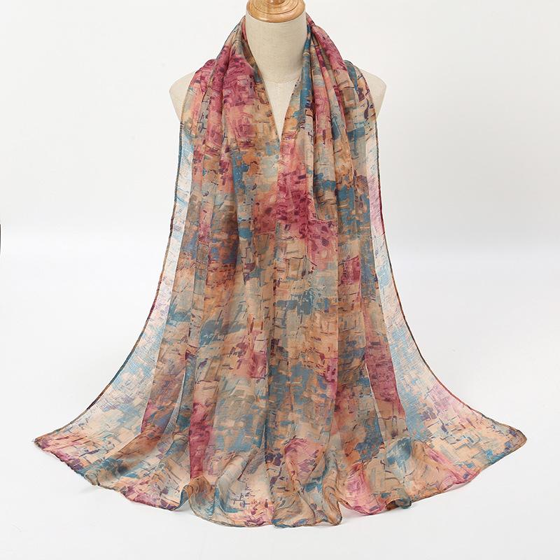 

Весенняя Мода Масляная Живопись Цветочный Вискозный Шарф Дамский Принт Вуаль Шали и Накидки Пашмина Фуляр Мусульманский Хиджаб 180*72См