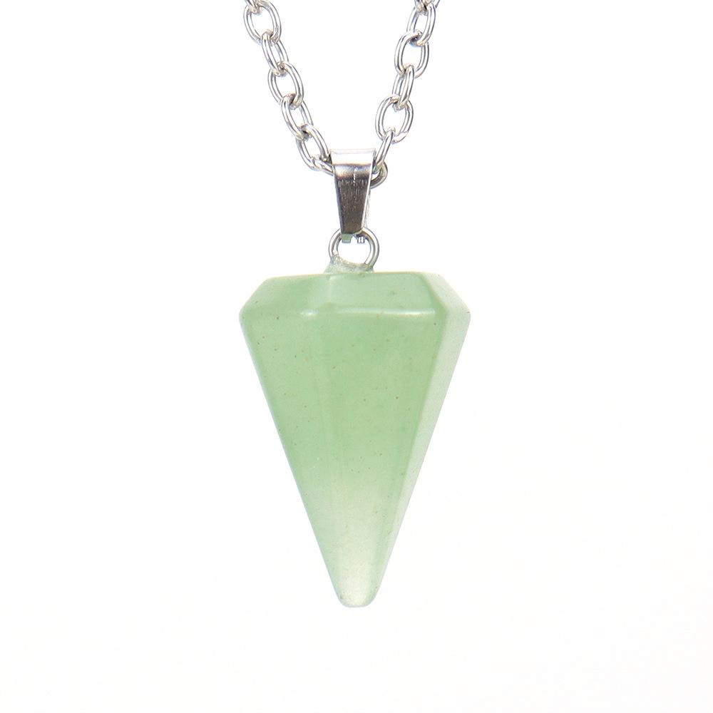 Natural Stone Crystal Cut Tapered Hexagonal Pillar Bullet Head Pendulum Necklace Pendant N631