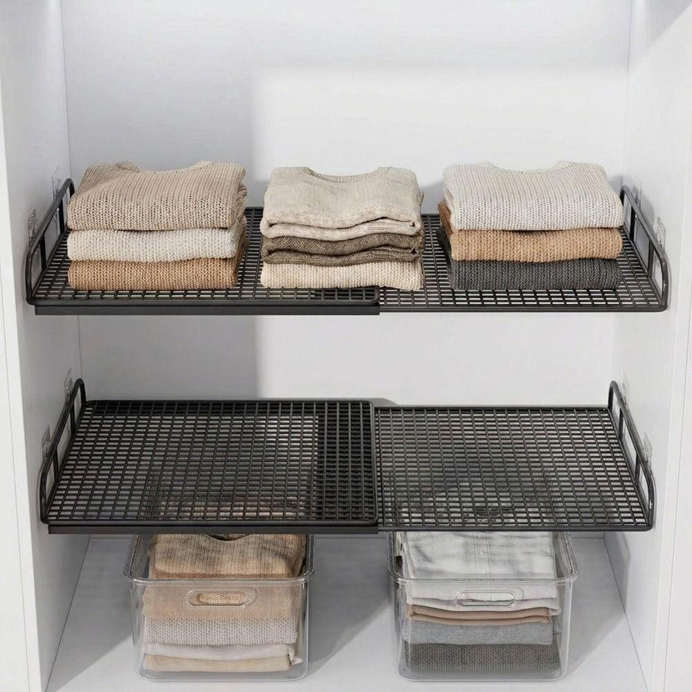 Adjustable Expandable Cabinet Sorting Board No-Drill Telescopic Closet Shelf  DIY